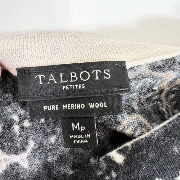Talbots Merino Wool Sweater Womens MP Crew Floral Tribal Long Sleeve Pullover - Picture 3 of 9
